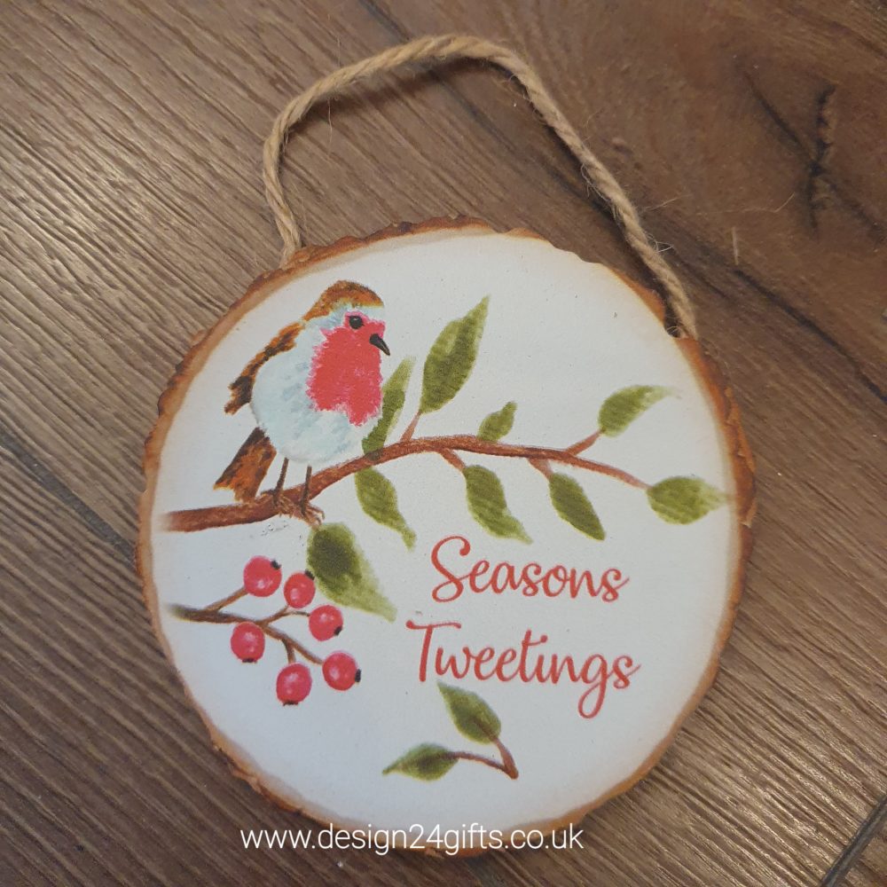 Woodland Robin Hanging Plaque 'Seasons Tweetings' - Langs