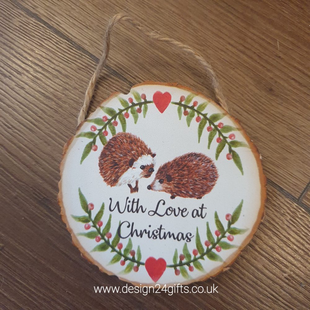 Woodland Hedgehogs Hanging Plaque 'With Love At Christmas' - Langs