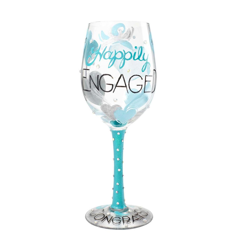 Lolita Happily Engaged Hand Painted Wine Glass