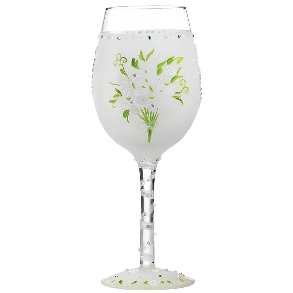 Lolita Wedding Bouquet Hand Painted Wine Glass