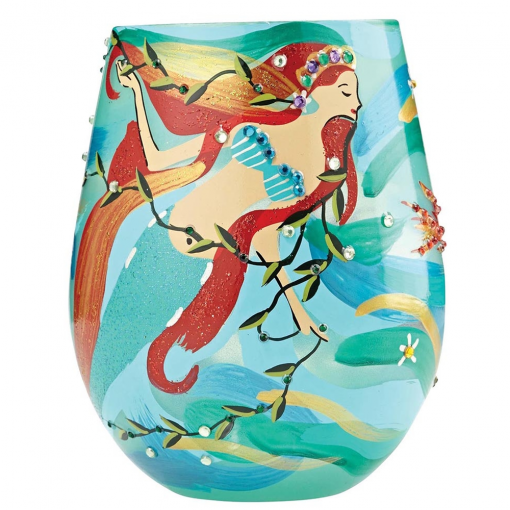 Lolita Mermaid Hand Painted Stemless Wine Glass Tumbler
