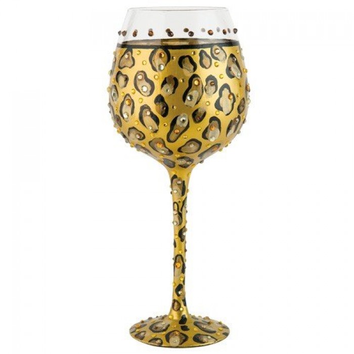 Lolita Superbling Leopard Hand Painted Extra Large Wine Glass