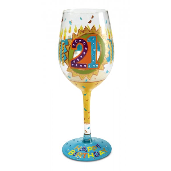 Lolita 21st Birthday Hand Painted Wine Glass