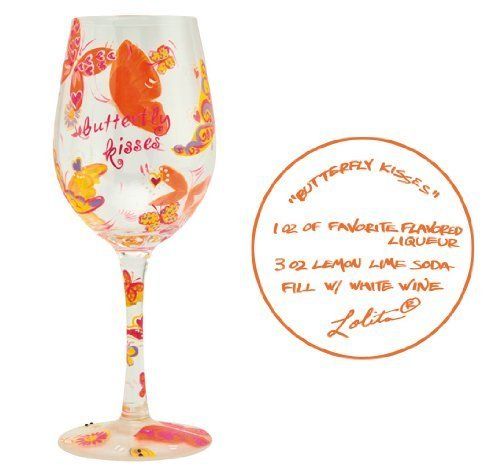 Lolita Butterfly Kisses Hand Painted Wine Glass - Image 4