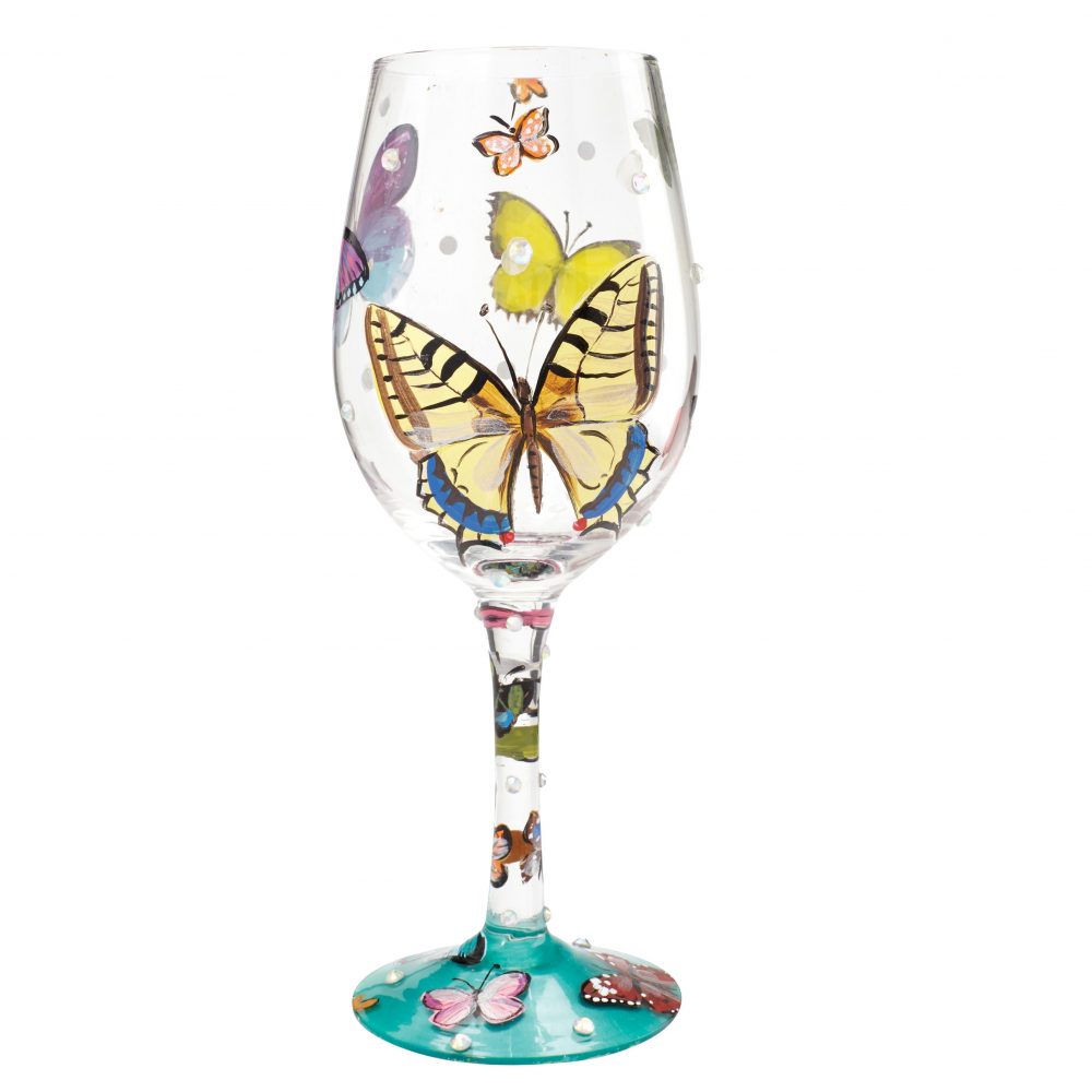Lolita Butterflies Hand Painted Wine Glass