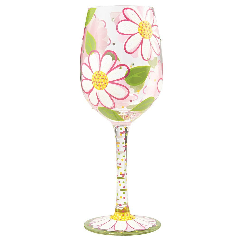 Lolita Oops I Daisied Daisy Hand Painted Wine Glass