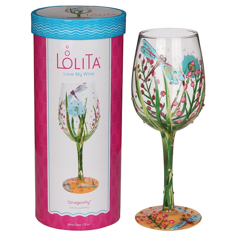 Lolita Dragonfly Hand Painted Wine Glass - Image 3