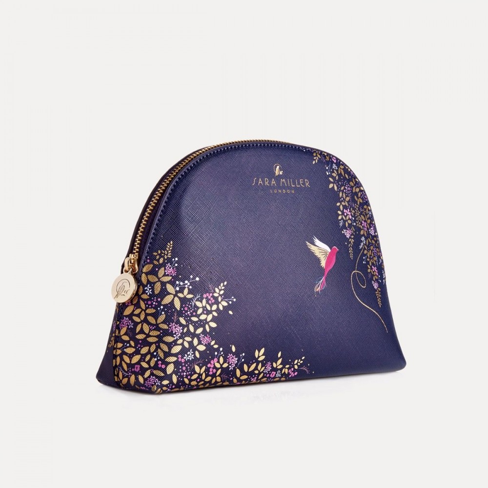 Navy Hummingbird Luxury Cosmetic Bag - Sara Miller London - Image 3