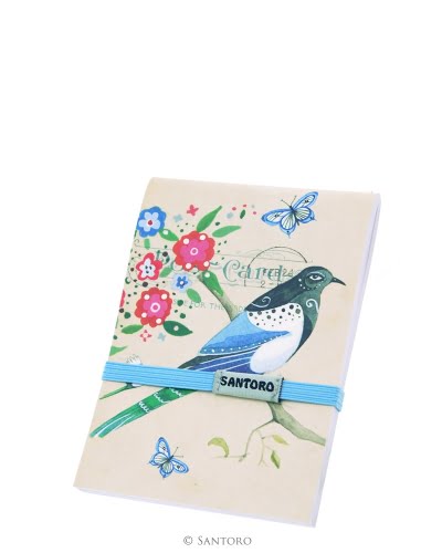 Santoro Eclectic Stitched Pocket Notebook - Black Headed Bird Study - Image 2