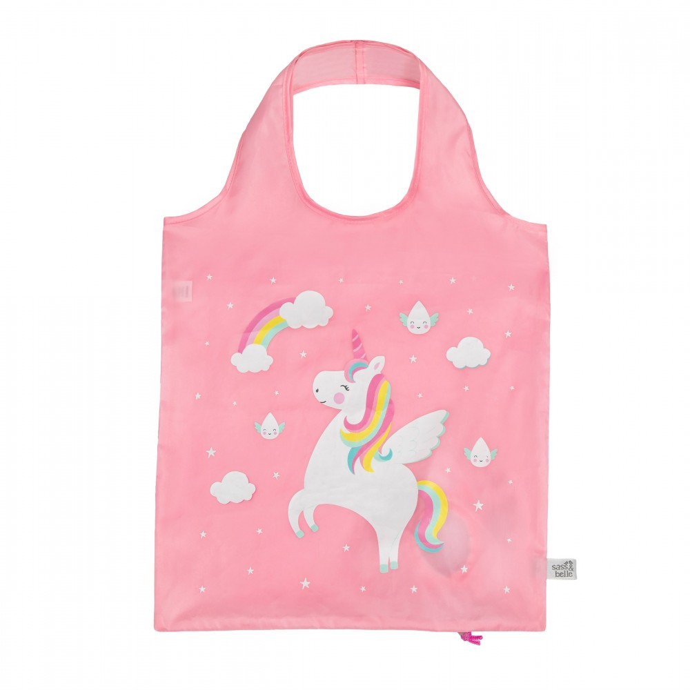 Rainbow Unicorn Raindrop Foldable Shopping Bag - Sass and Belle