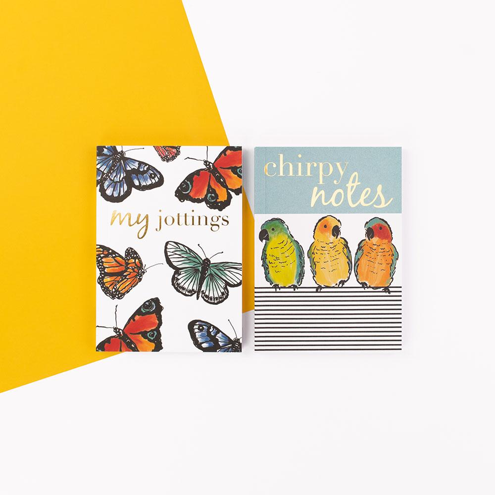 Secret Garden Two Pack of Notebooks - My Jottings and Chirpy Notes - Soul UK, SGNBP02