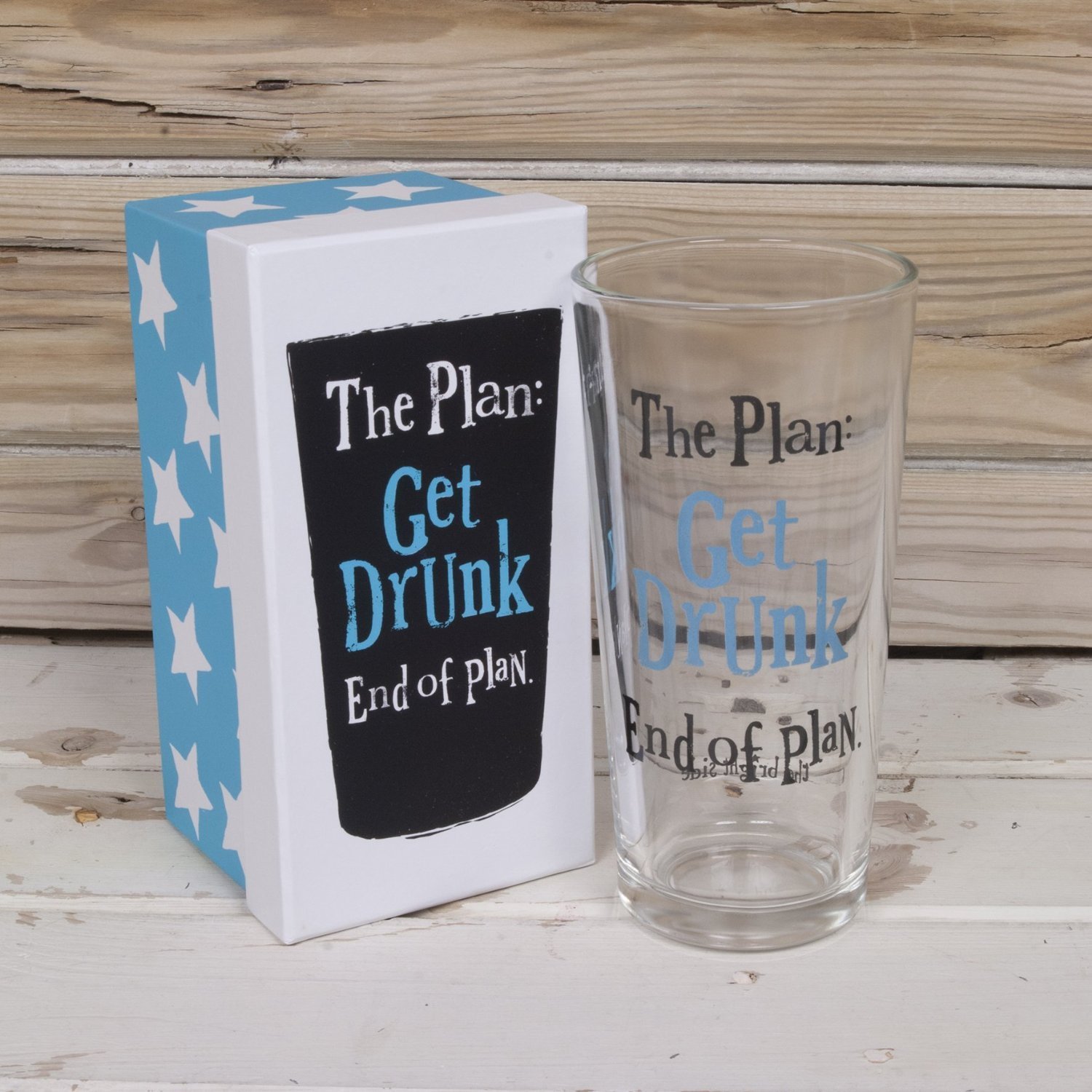 'The Plan: Get Drunk, End of Plan' Glass In Box - The Bright Side - Image 2