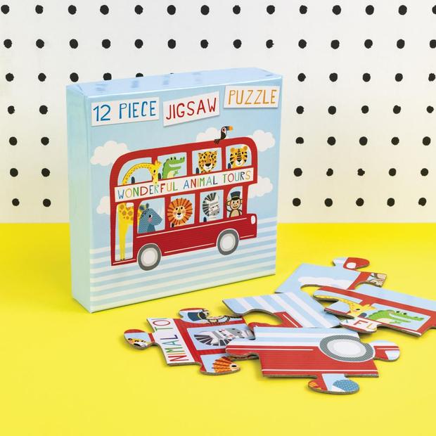 Animal Bus 12 Piece Jigsaw Puzzle - Tickle Collection - Really Good