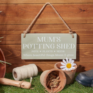 Mum's Pottering Shed Wooden Hanging Plaque - Langs
