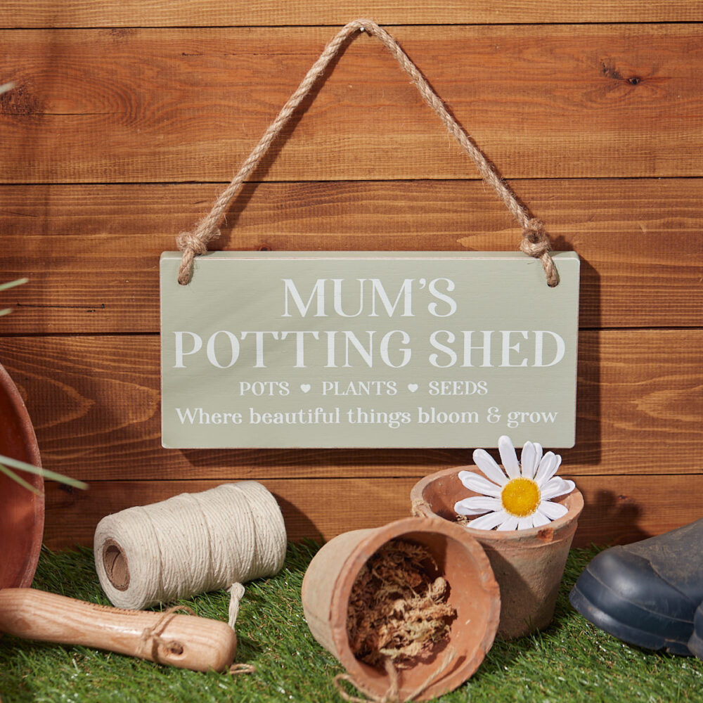 Mum's Pottering Shed Wooden Hanging Plaque - Langs