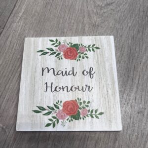 'Maid of Honour' Wooden Floral Wedding Coaster - Langs