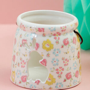 Looking Back Bunny Floral Ceramic Lantern Tea Light Holder - Langs