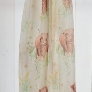 Cream Floral Highland Cow Scarf - Langs