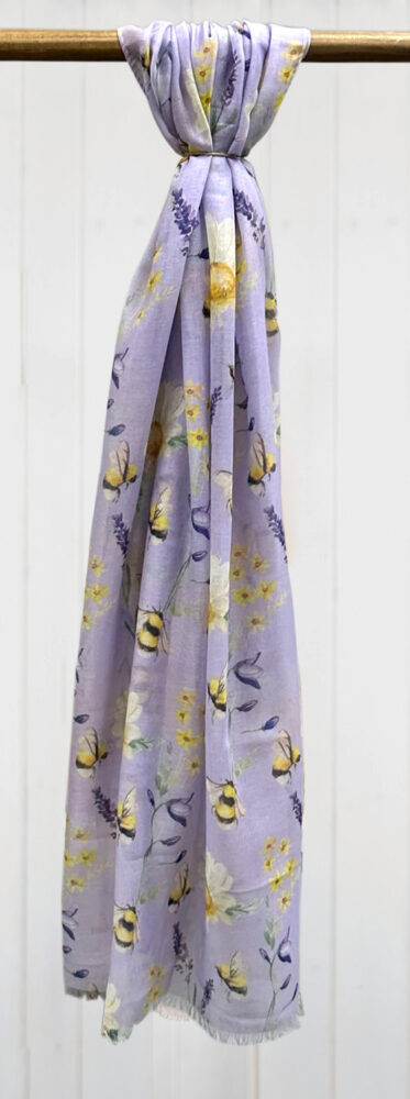 Purple Floral Lavender Bee Scarf - Langs