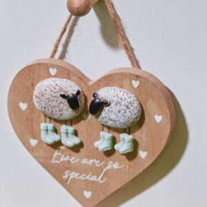 'Ewe Are So Special' Pebble Sheep Wooden Hanging Heart - Langs