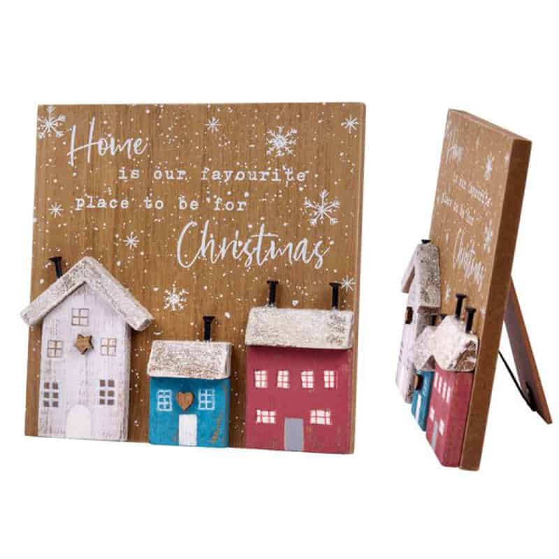 'Home is Our Favourite Place to be For Christmas' 3D House Easel Plaque - Langs