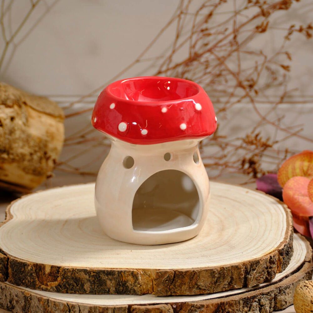 Ceramic Mushroom Wax Melt Burner with Smiley Face! - Image 3