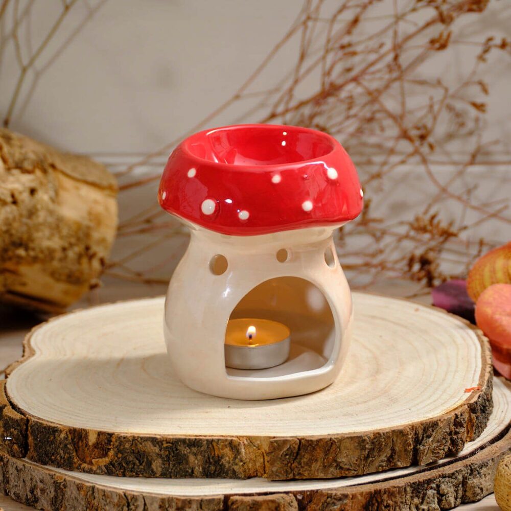 Ceramic Mushroom Wax Melt Burner with Smiley Face! - Image 2