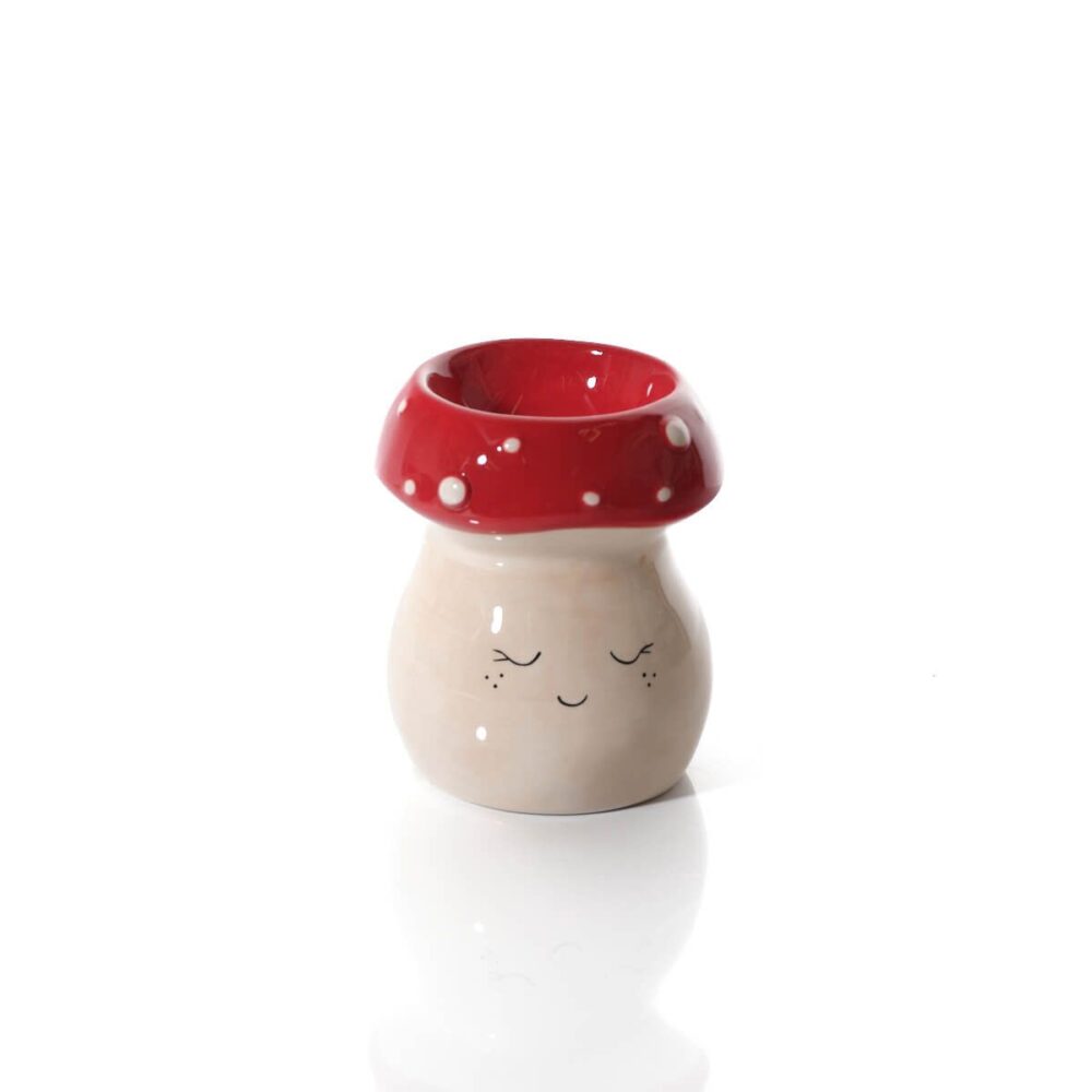 Ceramic Mushroom Wax Melt Burner with Smiley Face! - Image 4