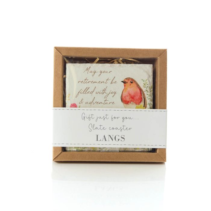 Retirement Robin Boxed Slate Coaster - Image 3