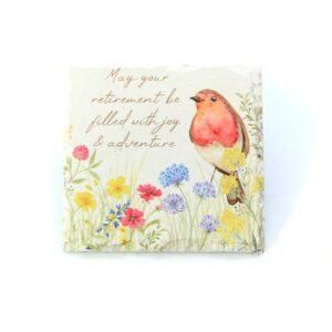 Retirement Robin Boxed Slate Coaster