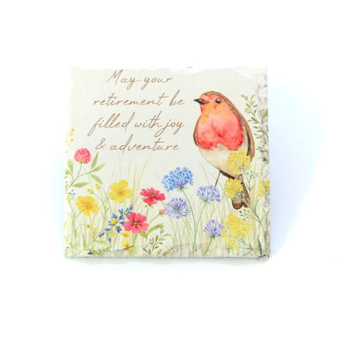 Retirement Robin Boxed Slate Coaster