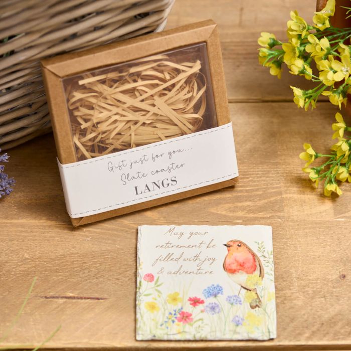 Retirement Robin Boxed Slate Coaster - Image 2