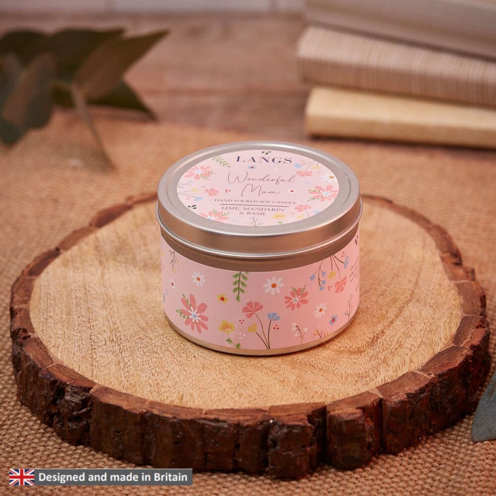 Lime Basil & Mandarin 'Wonderful Mum' Tinned Scented Candle - Image 2