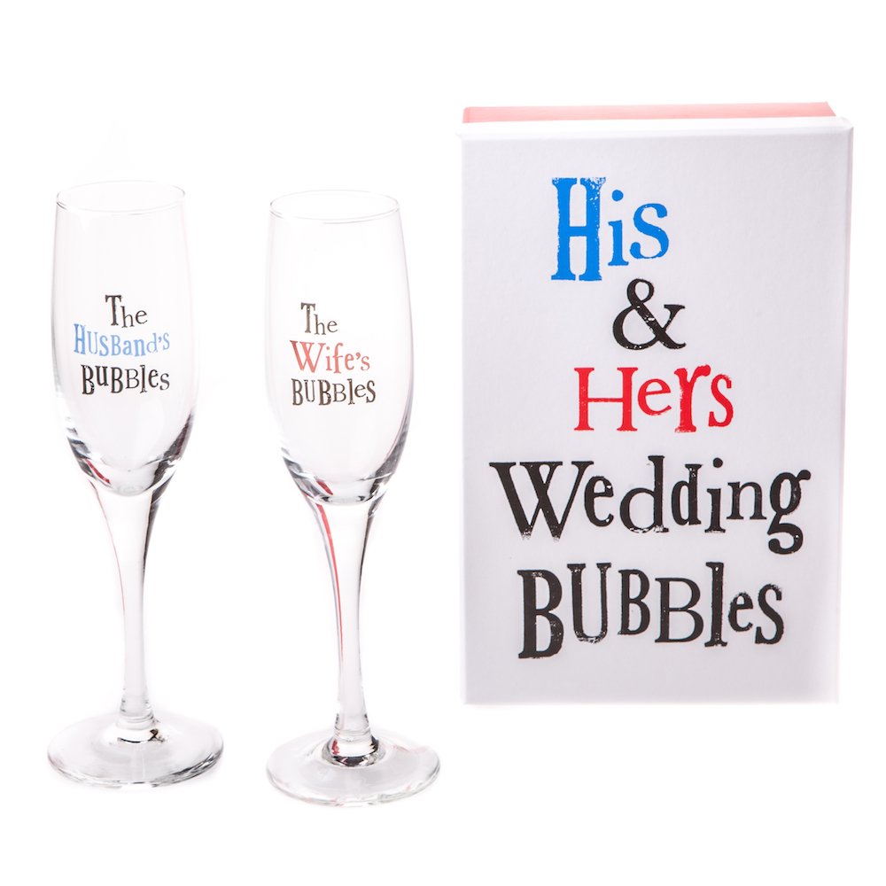 The Bright Side His & Hers Wedding Bubbles - Two Boxed Champagne Flutes