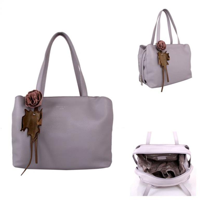 Red Cuckoo - 388 - Silver Lavender Flower Detail Grab Bag Shoulder Bag - Image 2