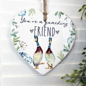 ‘You’re a Quacking Friend’ Duck Hanging Heart Ceramic Plaque - Langs