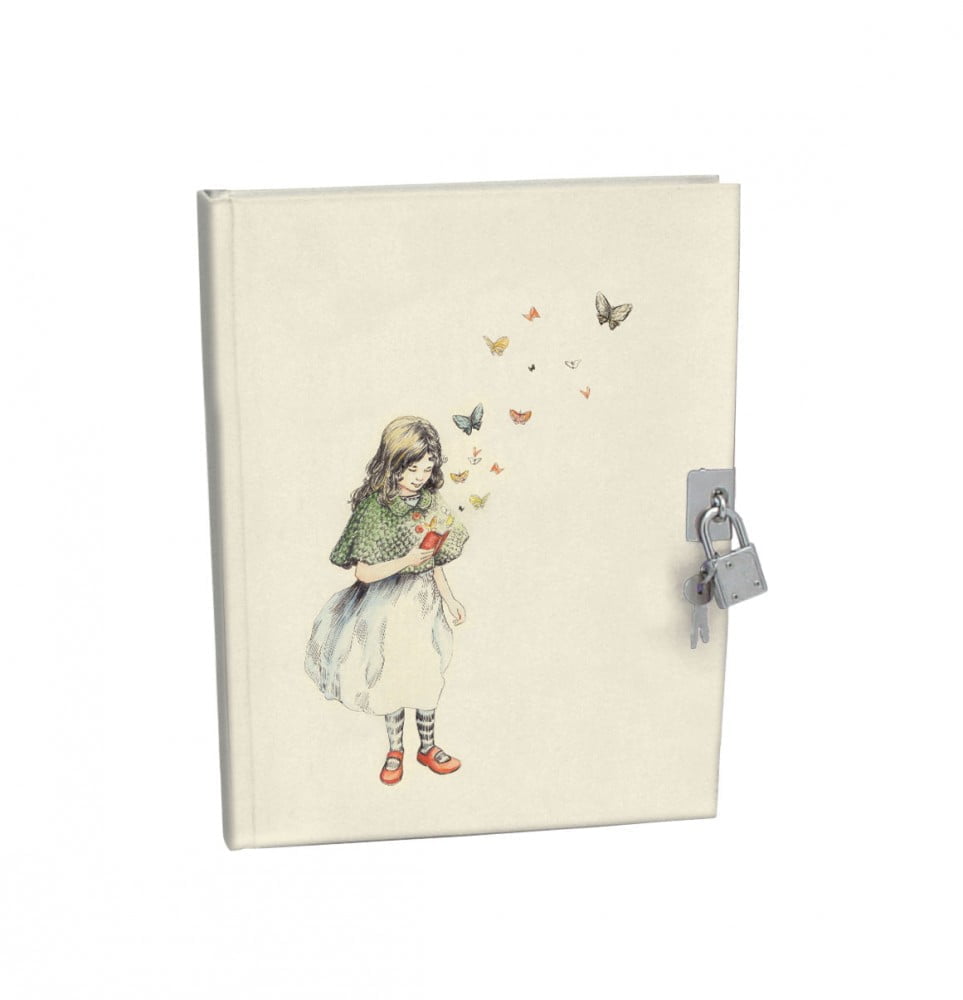 Mondoodle Lockable Notebook - Girl with Butterflies - Roger La Borde