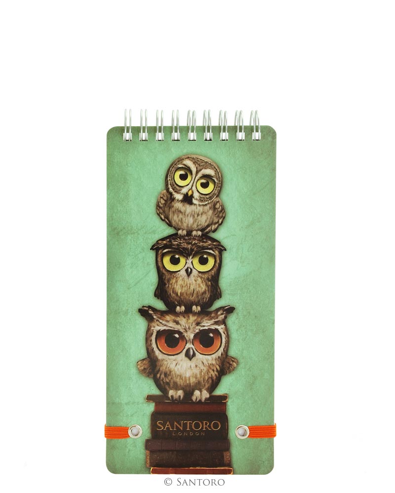 Book Owls Owl Long Notepad - Santoro - Image 3