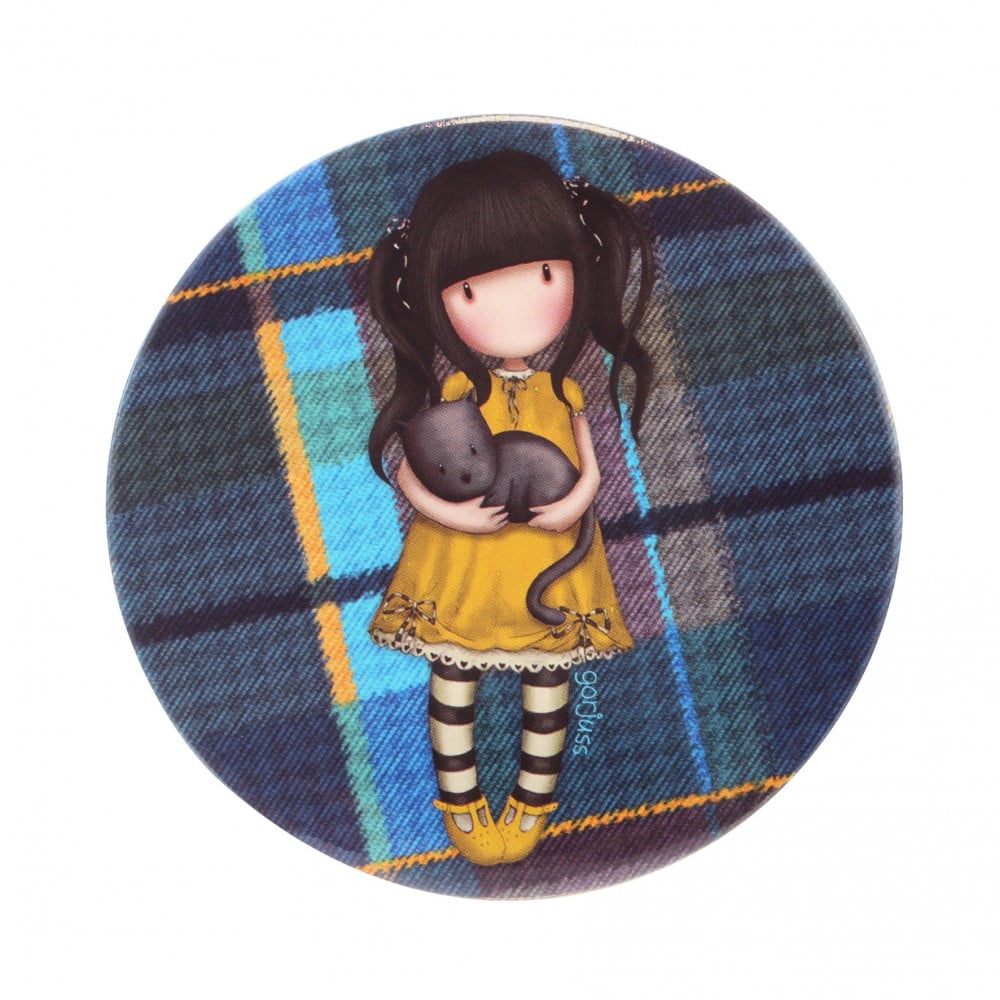 Gorjuss Tartan Pocket Mirror And Envelope - Ruby (Yellow)