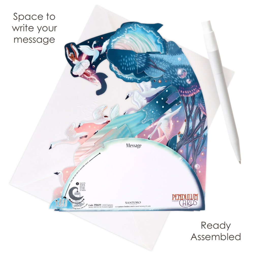 Santoro Swan Lake Ballet 3D Pop-Up Pendulum Card - Greetings and Birthday Card - Image 5