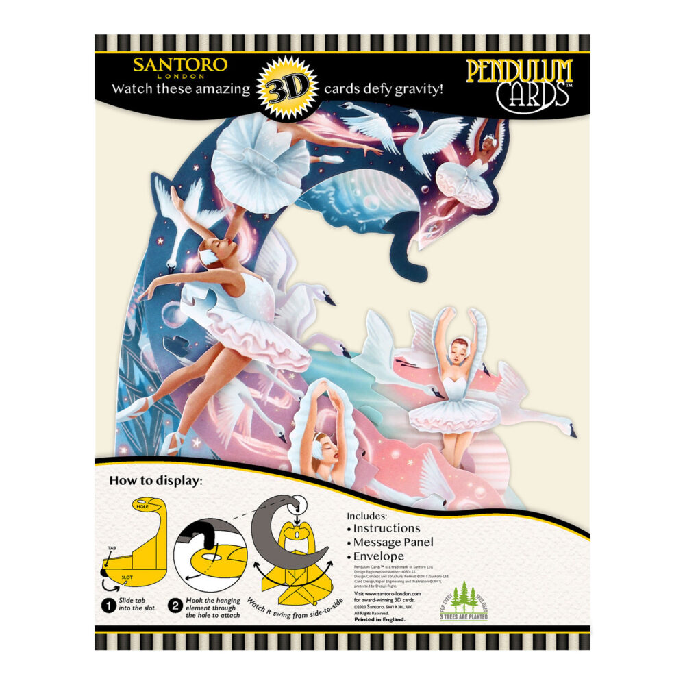 Santoro Swan Lake Ballet 3D Pop-Up Pendulum Card - Greetings and Birthday Card - Image 4