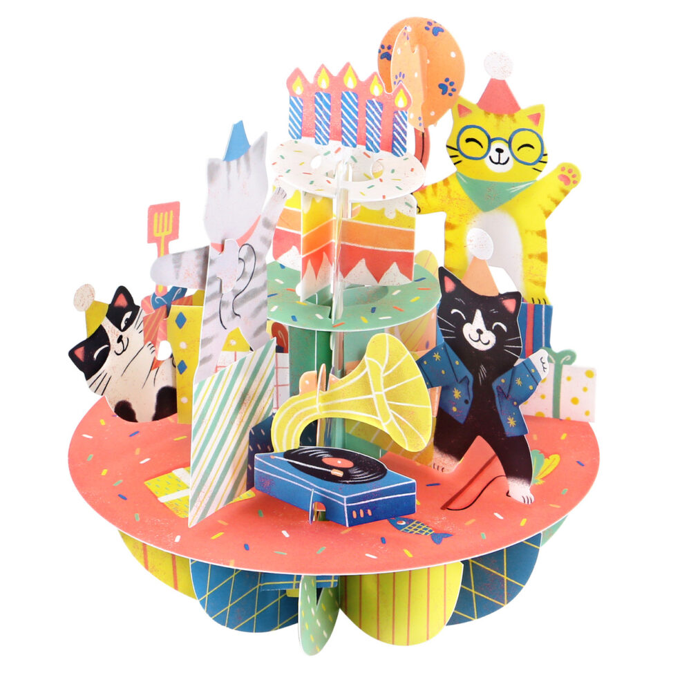 Santoro Birthday Cats Pirouettes 3D Pop-Up Card - Greetings and Birthday Card - Image 7