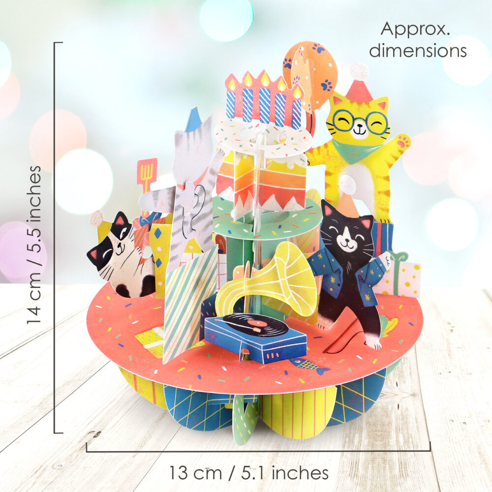 Santoro Birthday Cats Pirouettes 3D Pop-Up Card - Greetings and Birthday Card - Image 3