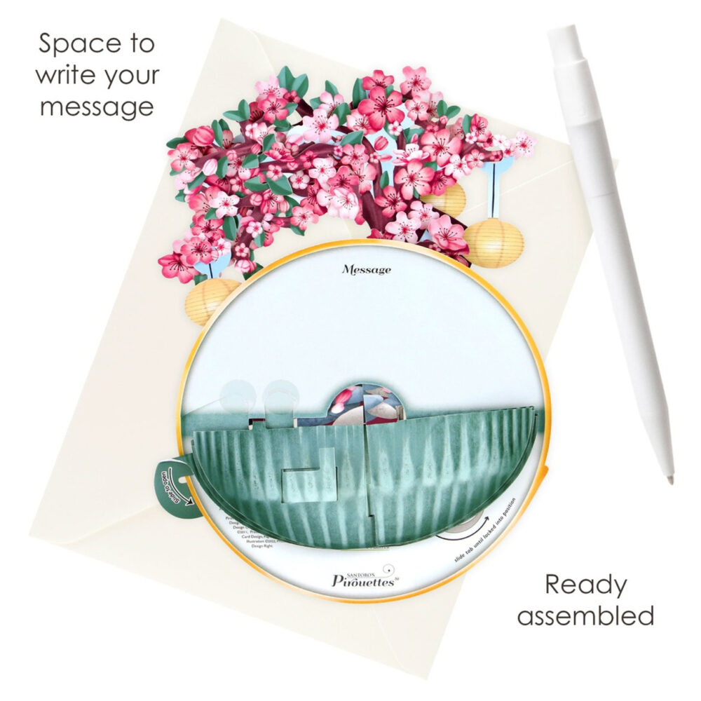 Santoro Cherry Blossom Tree Pirouettes 3D Pop-Up Card - Greetings and Birthday Card - Image 4