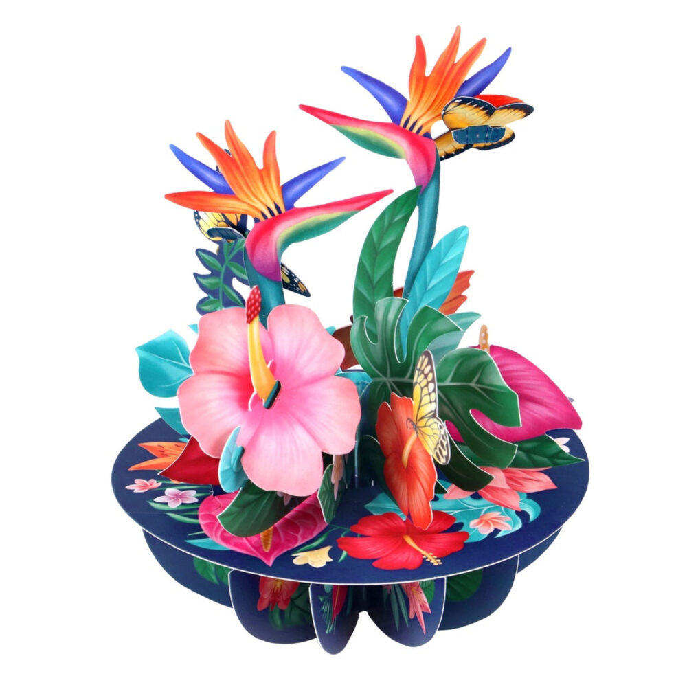 Santoro Tropical Flowers Butterfly Pirouettes 3D Pop-Up Card - Greetings and Birthday Card - Image 3