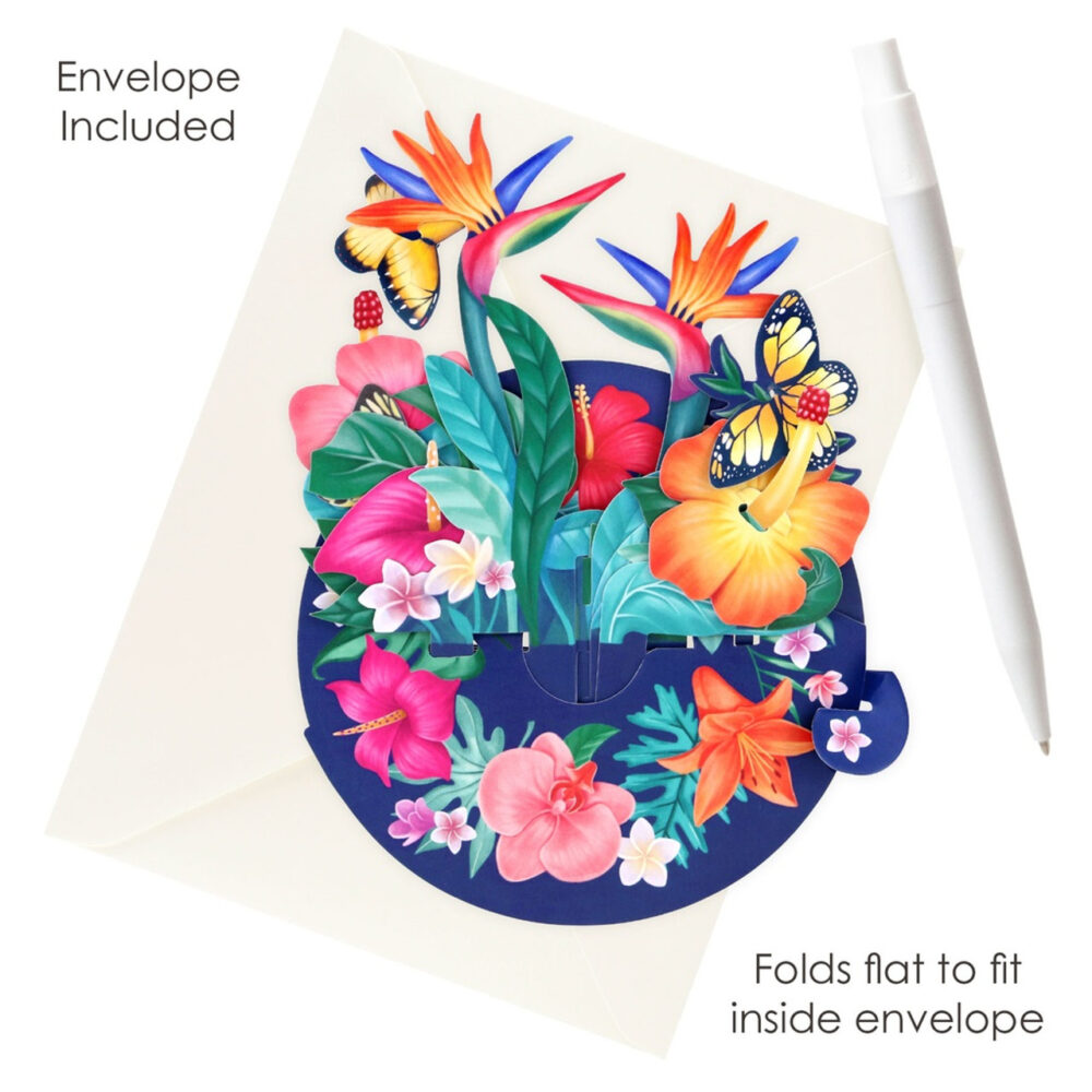 Santoro Tropical Flowers Butterfly Pirouettes 3D Pop-Up Card - Greetings and Birthday Card - Image 4