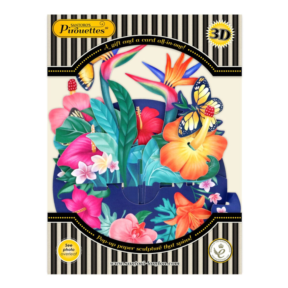 Santoro Tropical Flowers Butterfly Pirouettes 3D Pop-Up Card - Greetings and Birthday Card - Image 6