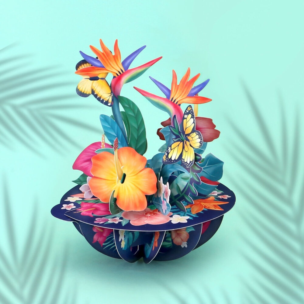 Santoro Tropical Flowers Butterfly Pirouettes 3D Pop-Up Card - Greetings and Birthday Card - Image 2