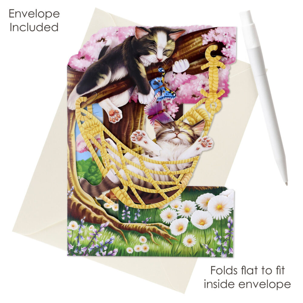 Santoro Cats In A Hammock 3D Pop-Up Swing Card - Greetings and Birthday Card - Image 3