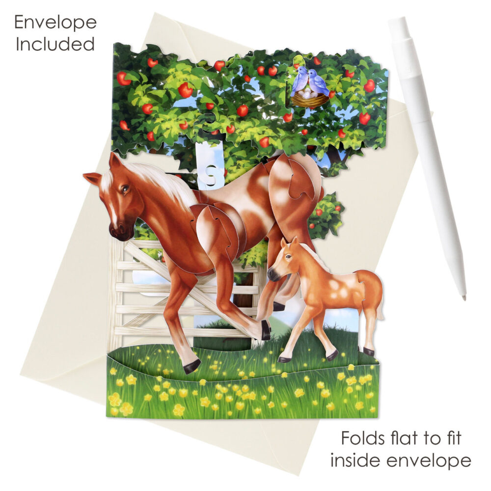 Santoro Horse and Foal 3D Pop-Up Swing Card - Greetings and Birthday Card - Image 3